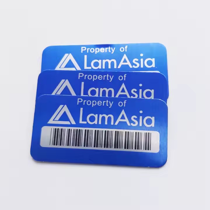 Custom Printed Metal Barcode Label with 3M Adhesive for Equipment