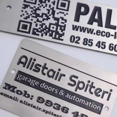 Custom industrial metal etched QR code label for machinery identification
