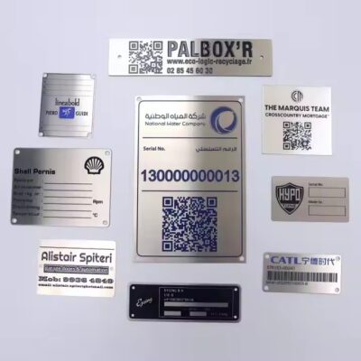 Custom industrial metal etched QR code label for machinery identification
