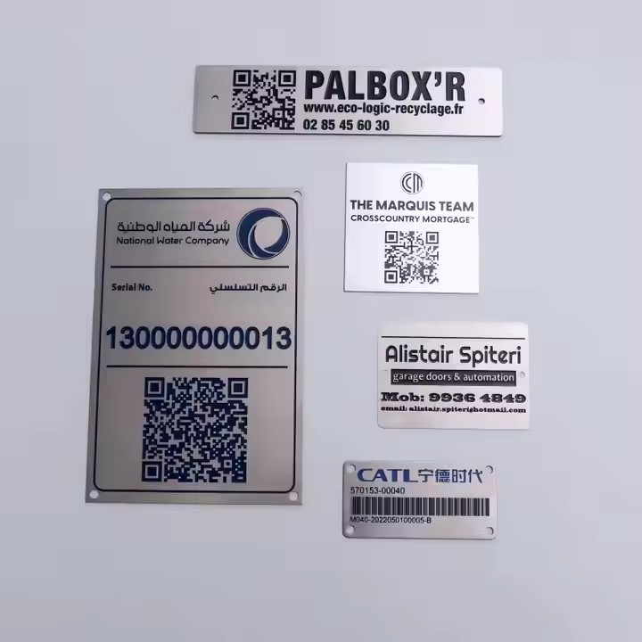 Custom industrial metal etched QR code label for machinery identification