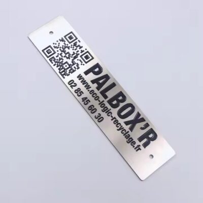 Custom industrial metal etched QR code label for machinery identification