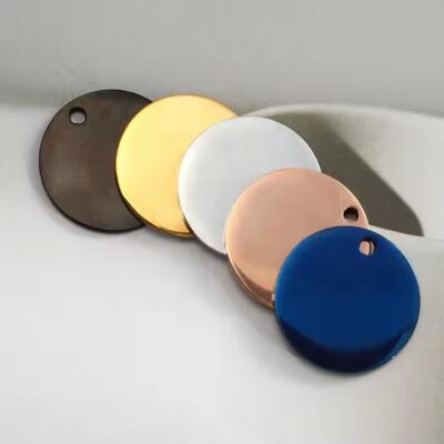Round Stainless Steel Hanging ID Tag with Anti-Loss Function