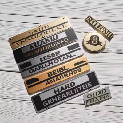 Custom laser engraved stainless steel nameplate for industrial use