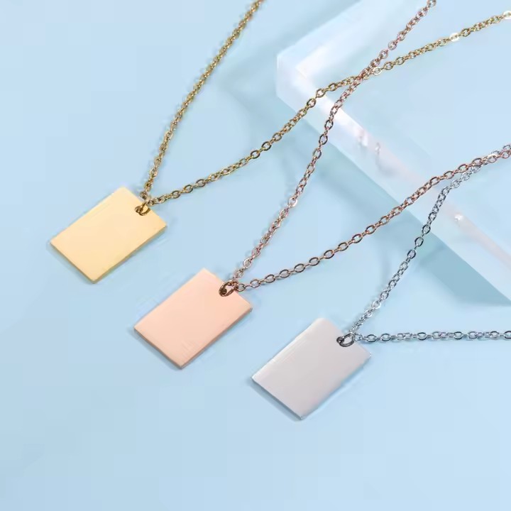 Stylish stainless steel rectangular and square metal tags with engraving