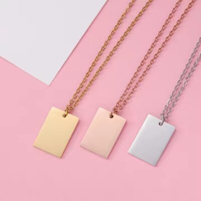 Stylish stainless steel rectangular and square metal tags with engraving