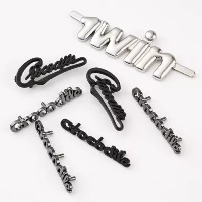 Wholesale Custom Letter Logo Metal Tags for Bags with Unique Shapes