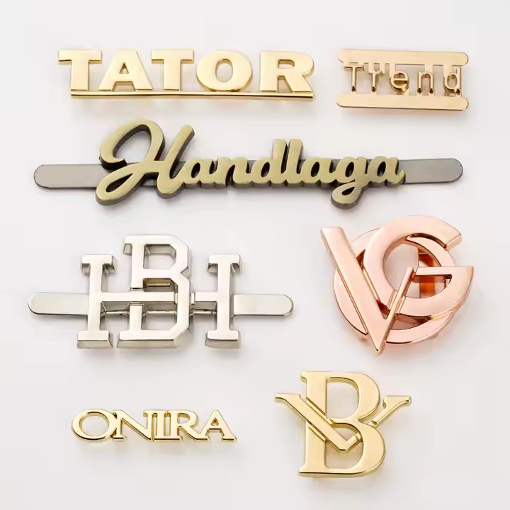 Wholesale Custom Letter Logo Metal Tags for Bags with Unique Shapes