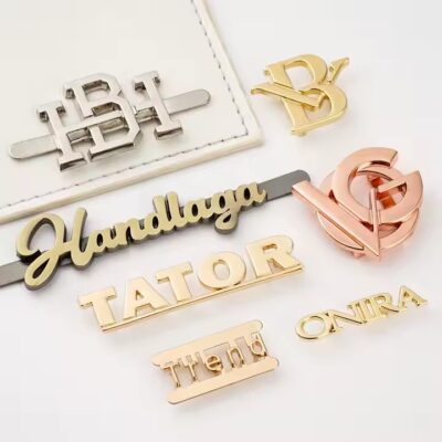 Wholesale Custom Letter Logo Metal Tags for Bags with Unique Shapes