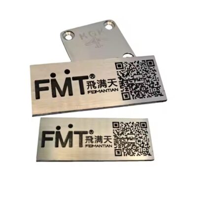 Custom stainless steel QR metal asset tag with adhesive for equipment