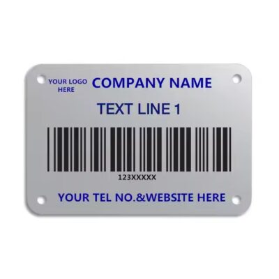 Aluminum metal tag with printed barcode
