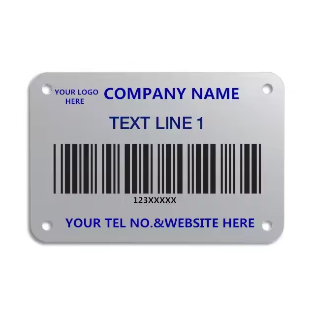 Aluminum metal tag with printed barcode