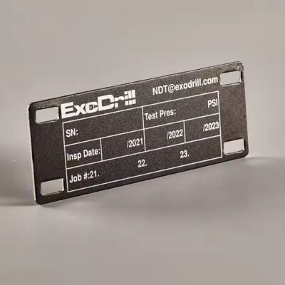 Aluminum metal asset tag for equipment with laser engraving