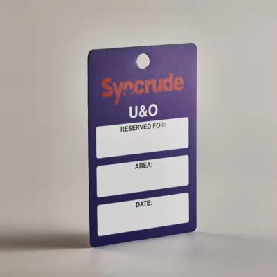 Aluminum metal asset tag for equipment with laser engraving