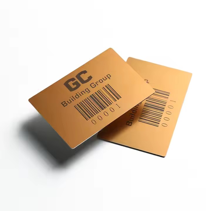 Aluminum asset tag with printed QR code and barcode