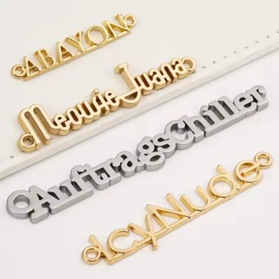 Custom Shaped Metal Tags for Fashion Handbags with Stylish Design