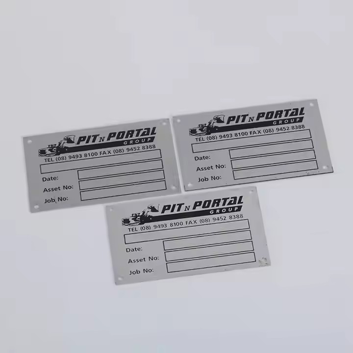 Custom anodized metal asset tag for equipment