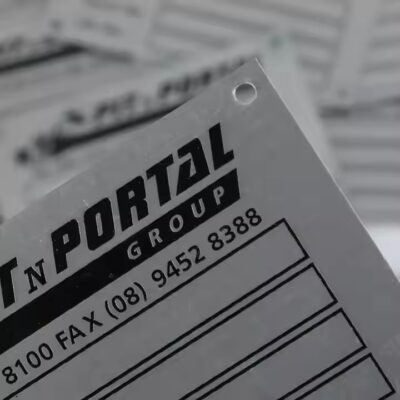 Custom anodized metal asset tag for equipment