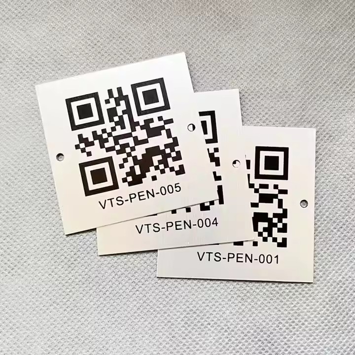 Custom anodized aluminum barcode and QR code metal tag