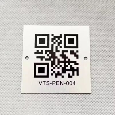 Custom anodized aluminum barcode and QR code metal tag