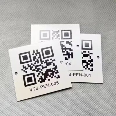 Custom anodized aluminum barcode and QR code metal tag