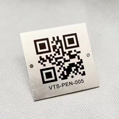 Custom anodized aluminum barcode and QR code metal tag