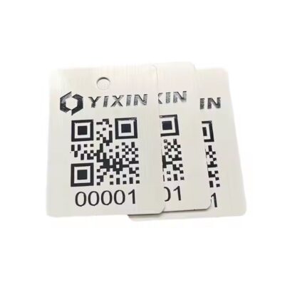 Black metal QR code sticker label for assets and equipment