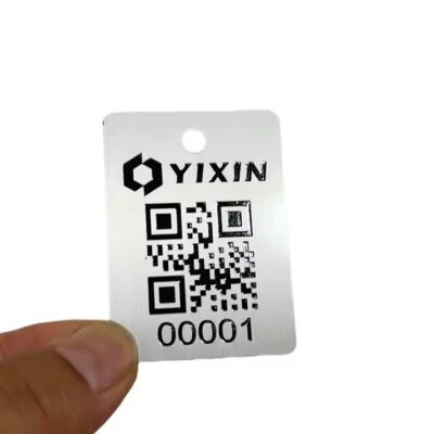 Black metal QR code sticker label for assets and equipment