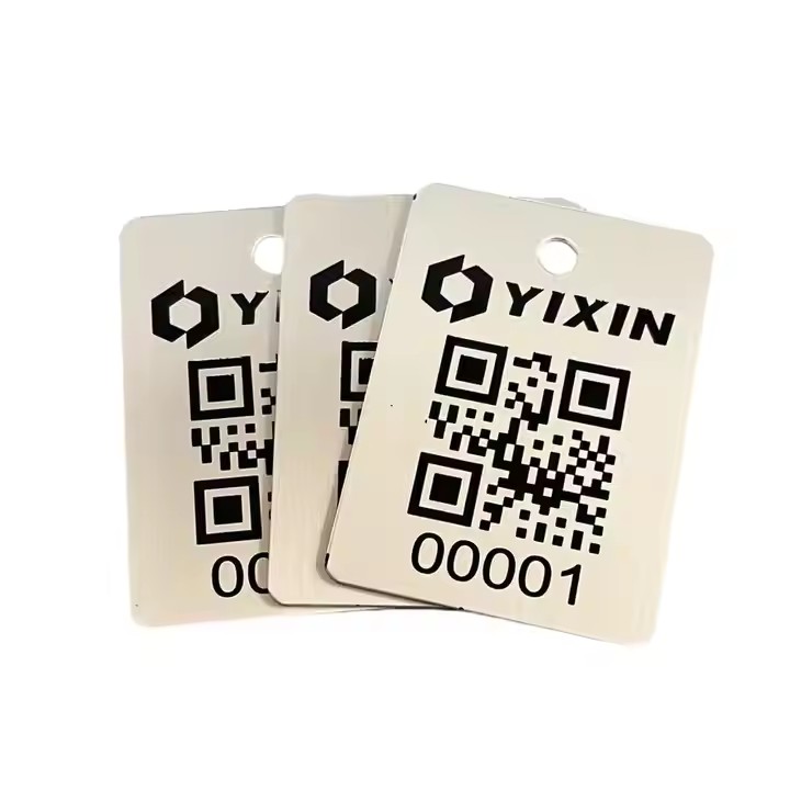 Black metal QR code sticker label for assets and equipment