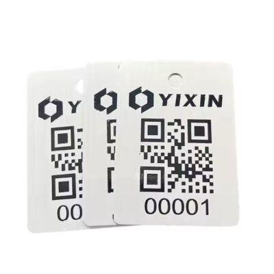Black metal QR code sticker label for assets and equipment