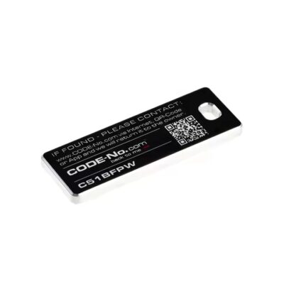 Custom black metal barcode and QR code asset tags