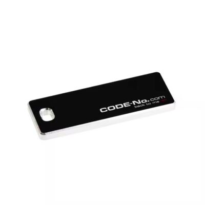 Custom black metal barcode and QR code asset tags