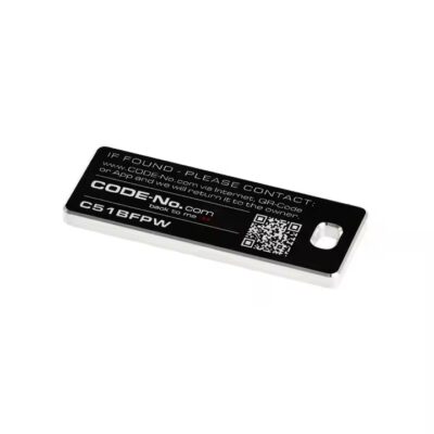 Custom black metal barcode and QR code asset tags