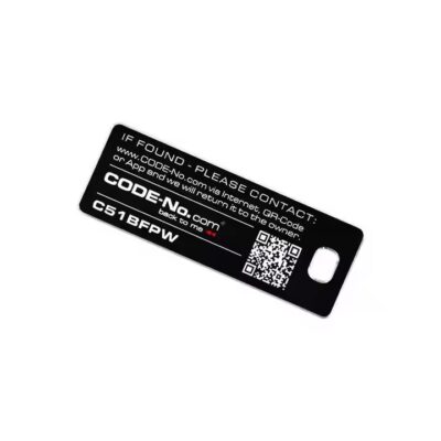 Custom black metal barcode and QR code asset tags