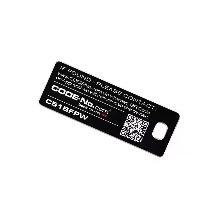 Custom black metal barcode and QR code asset tags