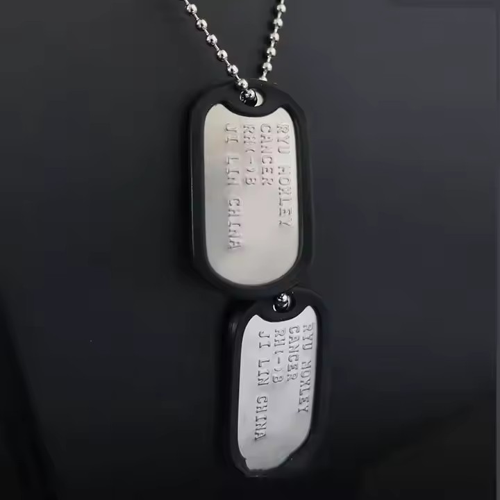 Custom stamped stainless steel ID tag pendant