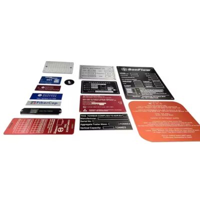 Custom metal asset tag with personalized logo size for equipment