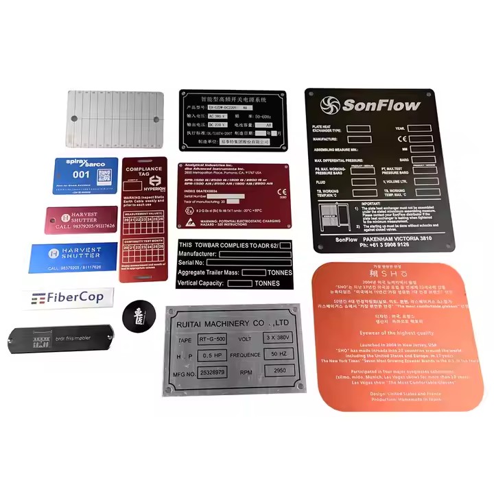 Custom metal asset tag with personalized logo size for equipment