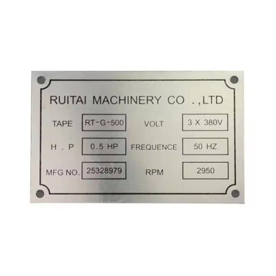 Custom metal asset tag with personalized logo size for equipment