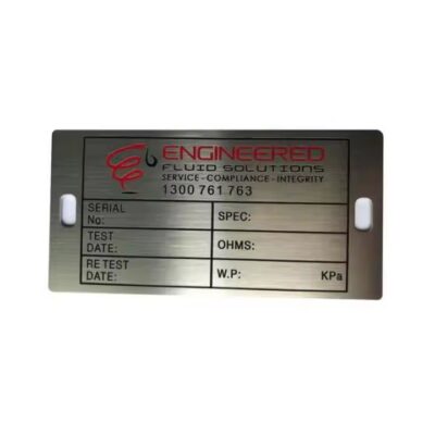 Custom engraved metal serial number tags for electrical panels