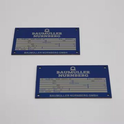 Custom metal asset tag for industrial machinery