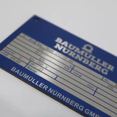 Custom metal asset tag for industrial machinery