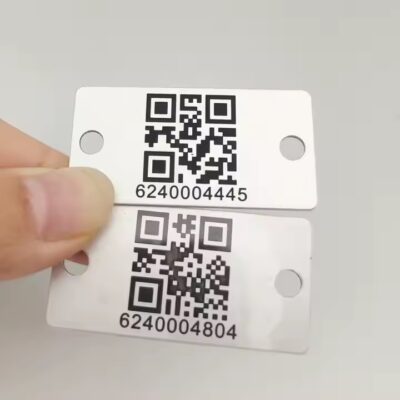 Custom metal barcode and QR code asset tracking tags