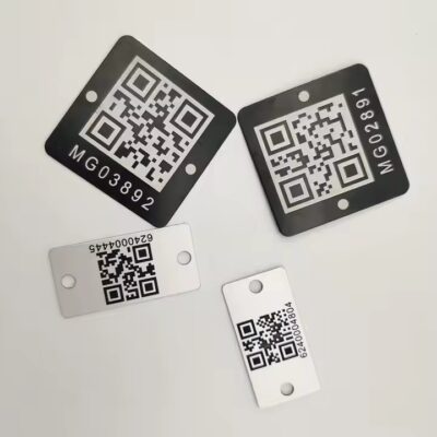 Custom metal barcode and QR code asset tracking tags