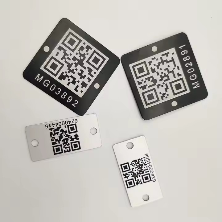 Custom metal barcode and QR code asset tracking tags