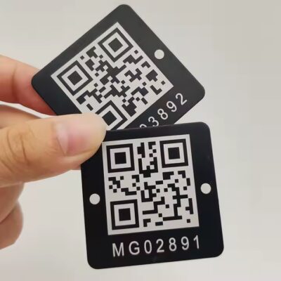 Custom metal barcode and QR code asset tracking tags