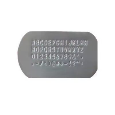 Custom stamped metal dog ID tag with personalized engraving