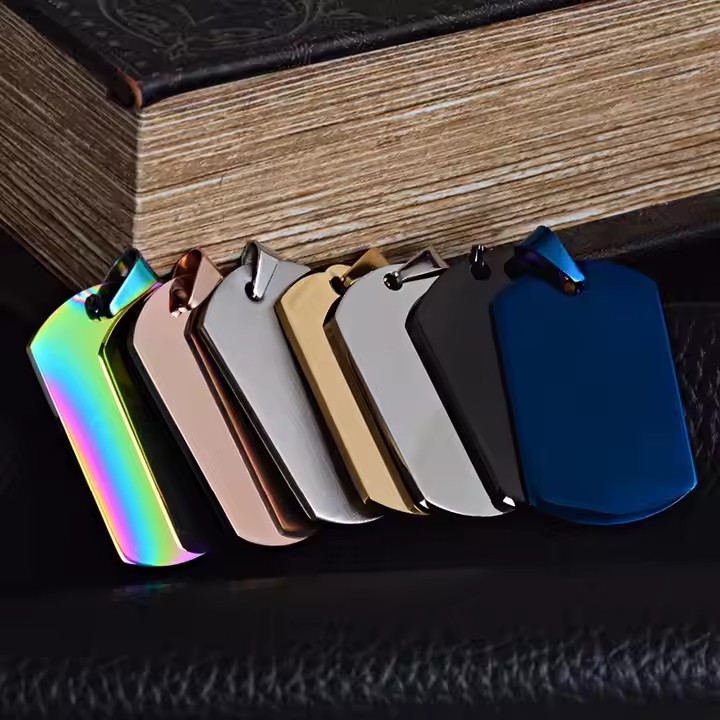 Traditional style blank stainless steel tags with smooth surface