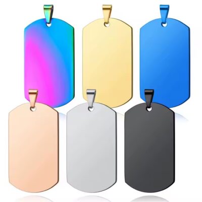 Traditional style blank stainless steel tags with smooth surface