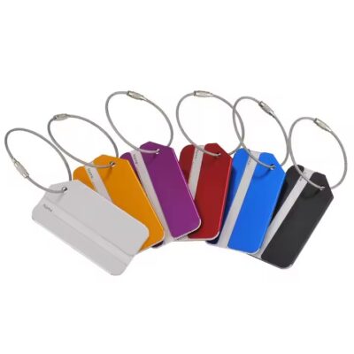 Anodized aluminum luggage tags in various colors