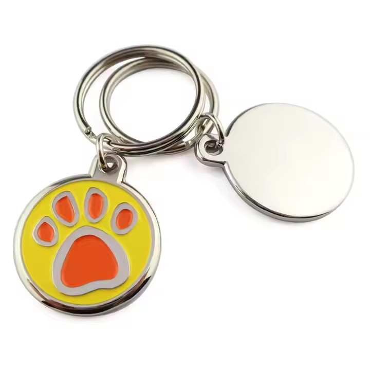 Custom Metal Pet Tag with Engraving and Printed Design
